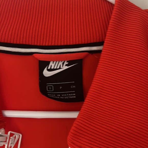 Nike Women’s Cropped Warmup/Track Jacket- Deep Orange White/black/yellow stripe - Picture 2 of 9